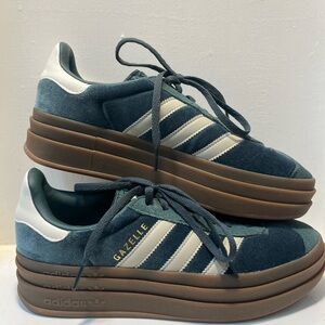 Adidas Gazelle Platform Sneaker -MINERAL GREEN VELVET women’s 8.5